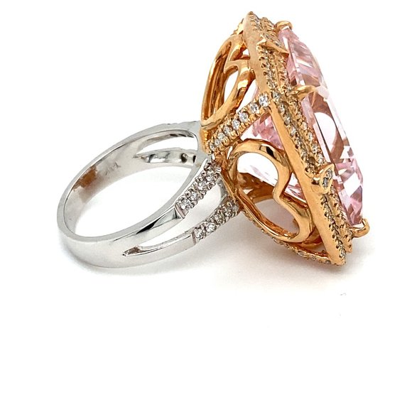 Certified Morganite 46.59ct Diamonds 14K Ring - Picture 3 of 8